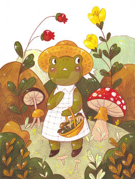 Froggy girl in the forest