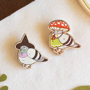 Charming Pigeon Wooden Pins