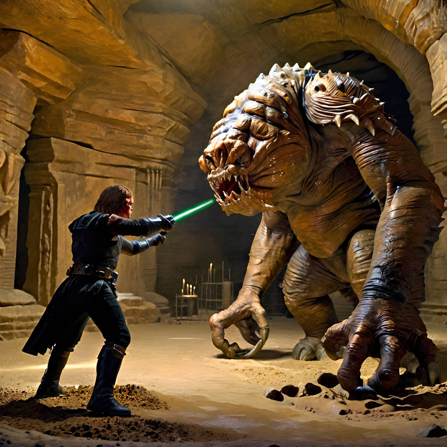 Luke vs Rancor 01 by Warpathic on DeviantArt