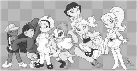 Cartoon Network girls in BW