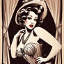 Burlesque Lady in spirals and spots 