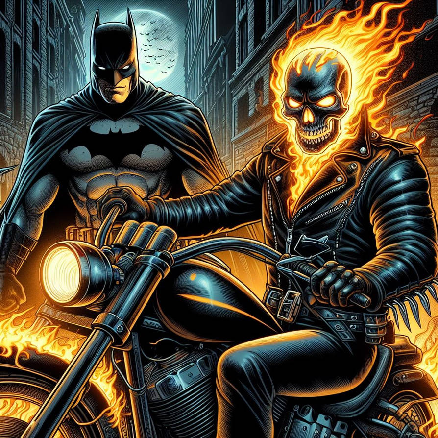Ghost Rider Batmobile Teem up Ghost Rider Batman by Bookman333 on DeviantArt