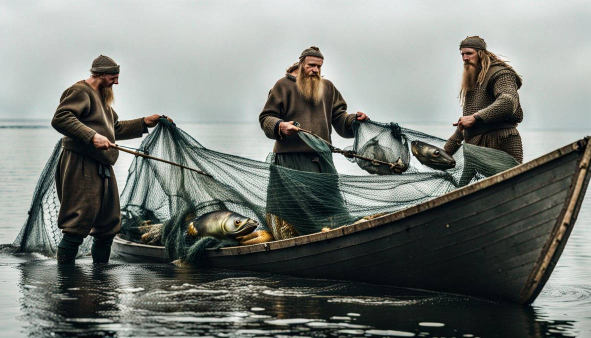 Viking Fish Rack Viking Fishermen With Fish In Net by Bookman333 on DeviantArt