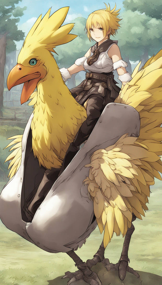 Chocobo Racing Girl Character Chocobo Riding A Young Adult Lady delivery girl by Bookman333 on DeviantArt