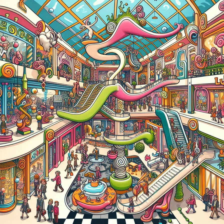 a strange mall with shoppers by Bookman333 on DeviantArt