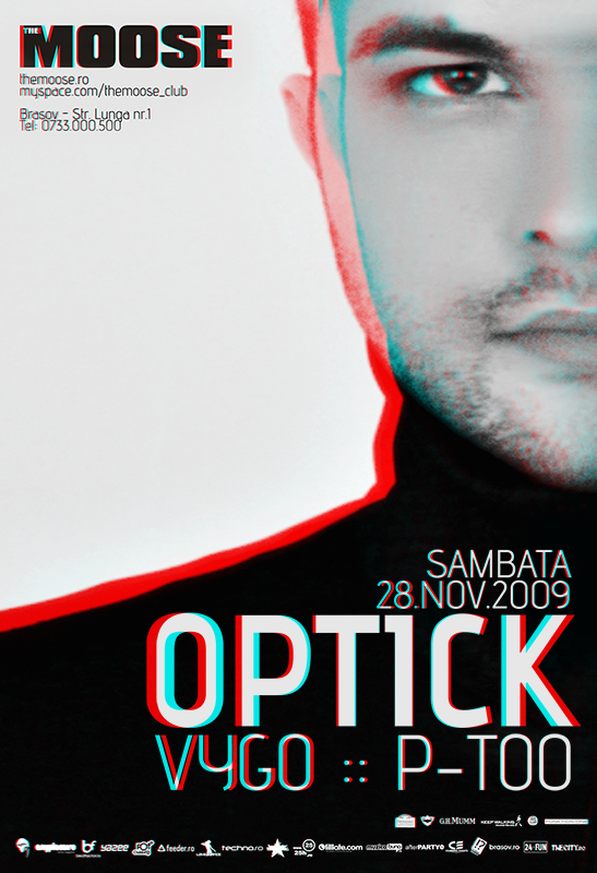 DJ Optick flyer 3D anaglyph