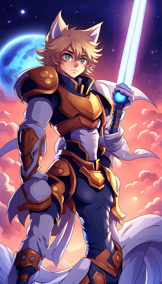 A Catboy wearing a Sci-Fi Advanced Armor, holding by Sun-God-Dragon-of ...