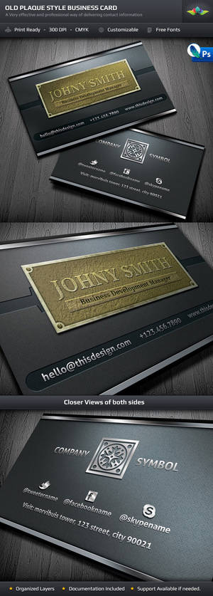 Old Style Plaque Business Card Template