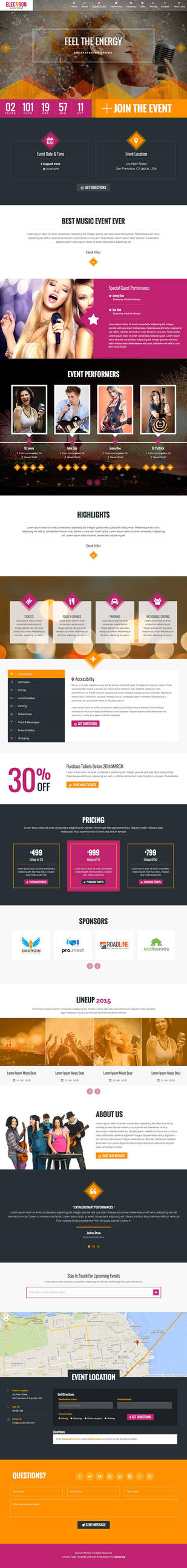Electron Music Event Landing Page