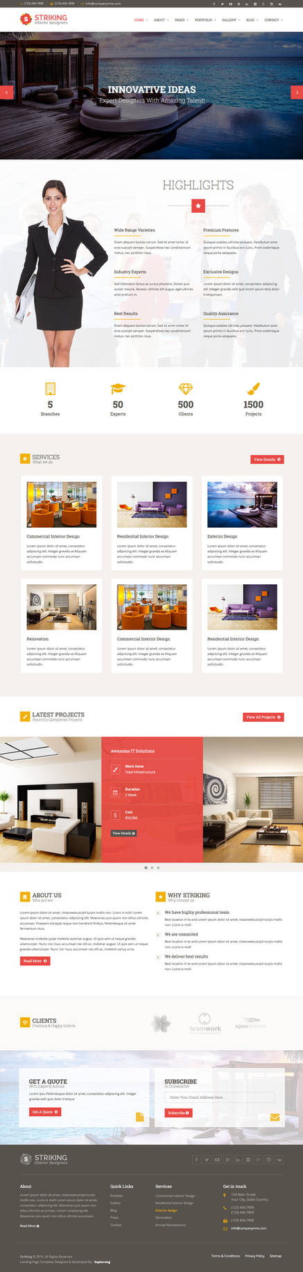 Striking Interior HTML Template Home 2 by Saptarang