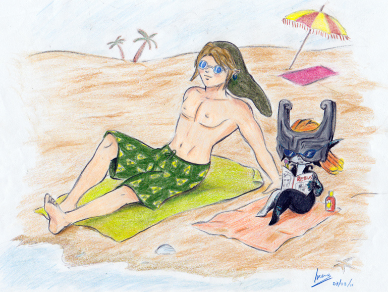 Link and Midna at the seaside