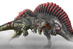 Tyrannosaurus Rex vs Spinosaurus Colored WIP