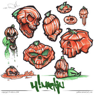 Skull Pumpkin Sketches