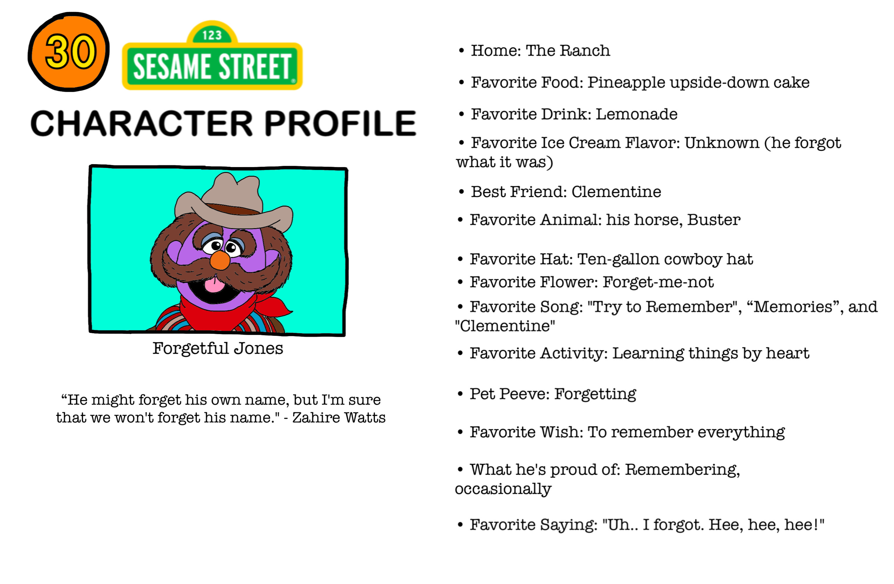 Sesame Street Character Profile - Forgetful Jones by ZW333 on DeviantArt