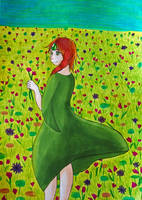 Natsume together with flowers