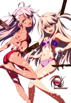 Fate Kaleid- kuro and Illya render