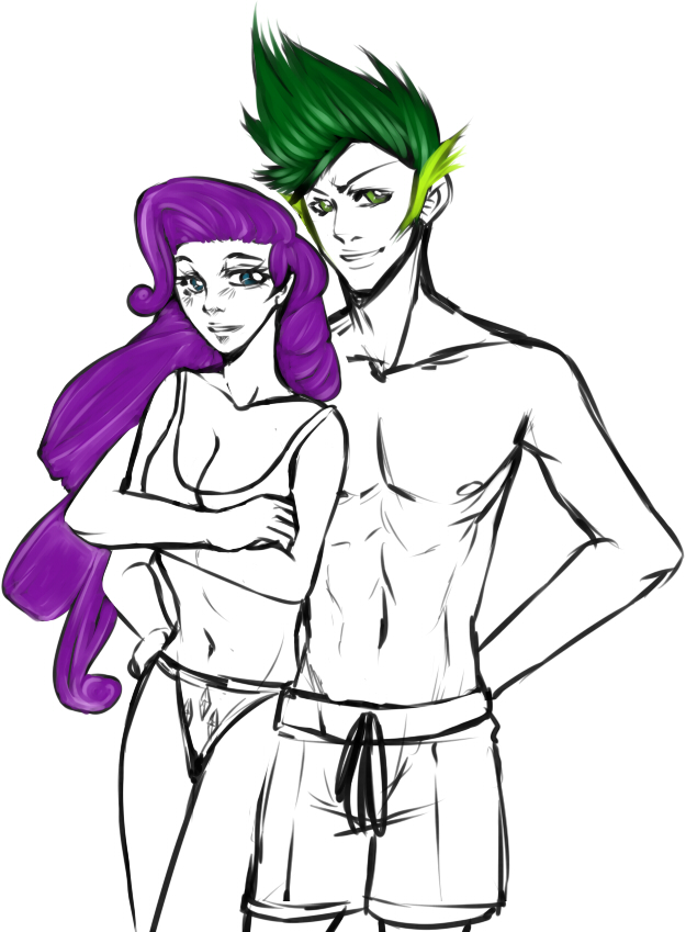 Spike and Rarity at the beach