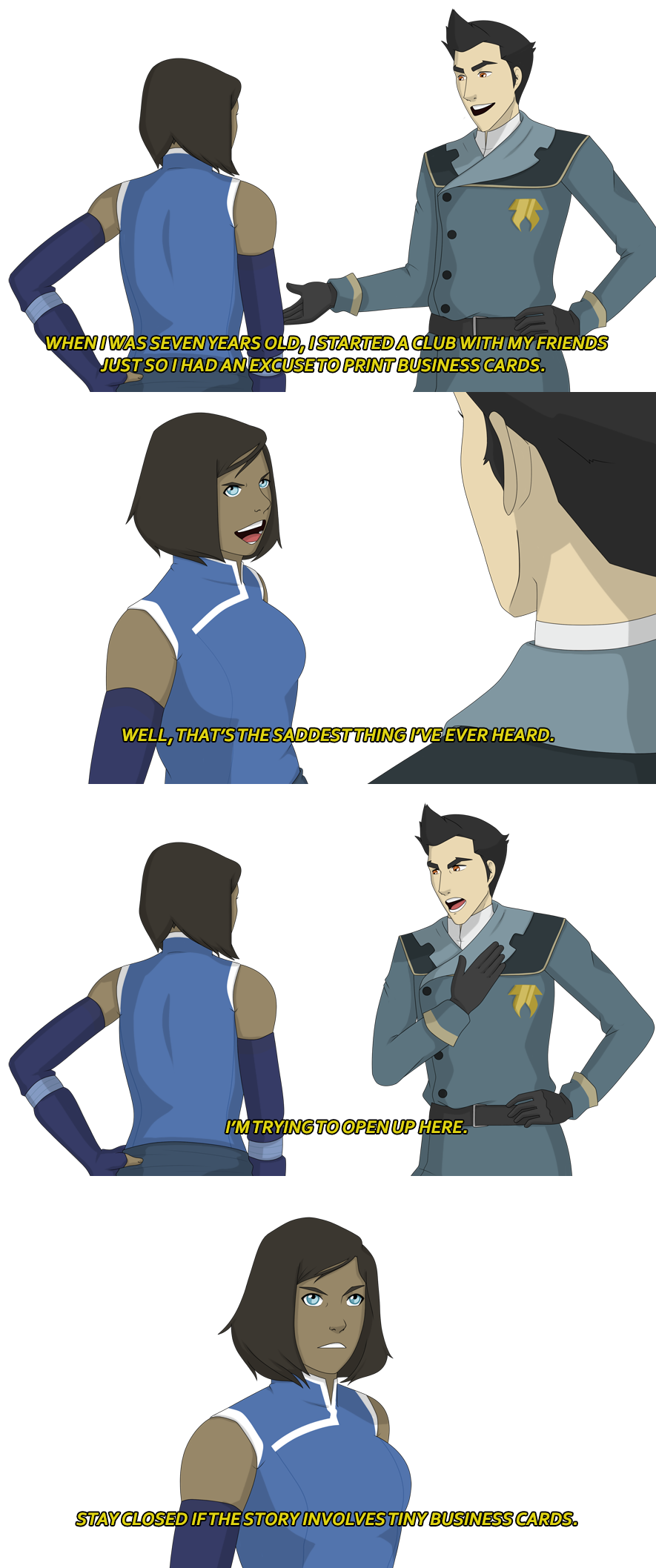 legend of korra - mako's tiny business cards