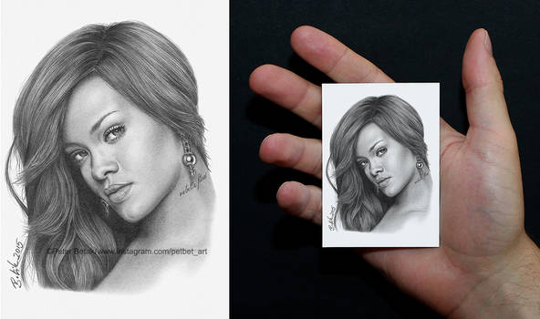 Miniature (ACEO) Rihanna drawing