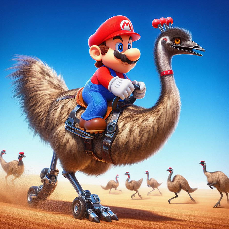 mario riding an emu by alteregobro on DeviantArt