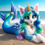 mer cat princess celestia beached