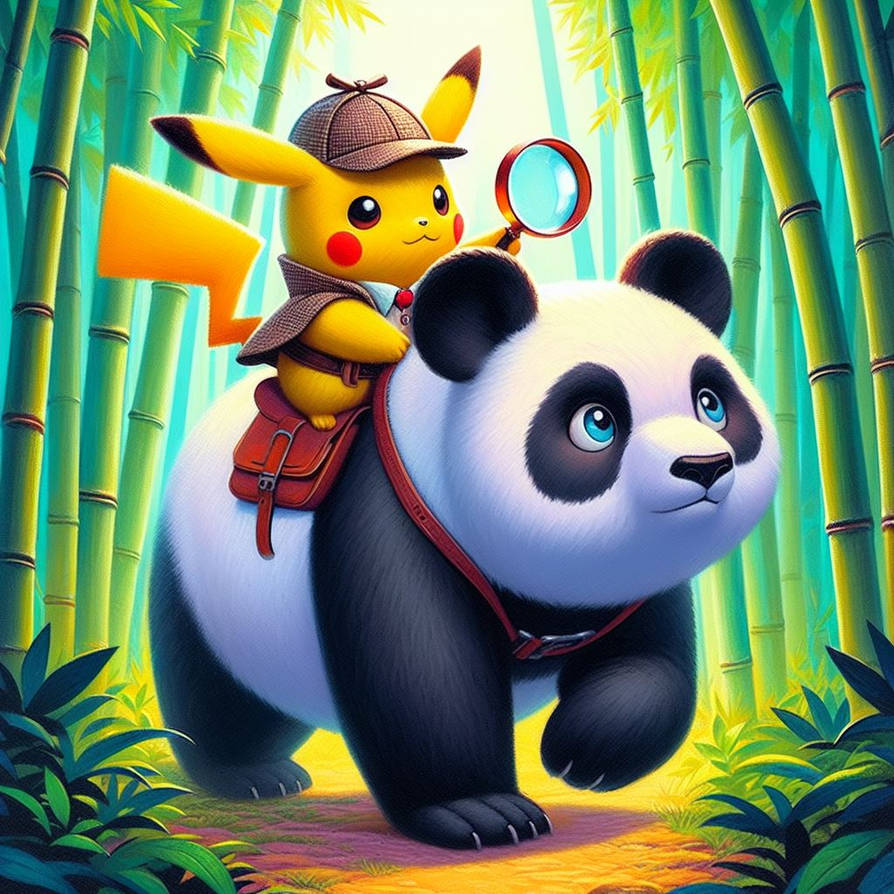 detective pikachu riding a panda by alteregobro on DeviantArt