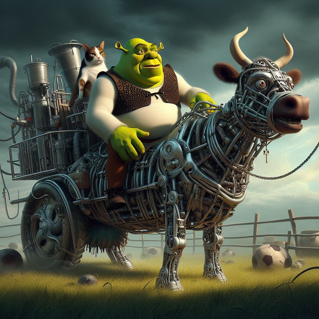Shrek Mech shrek in the mechanical cow by alteregobro on DeviantArt