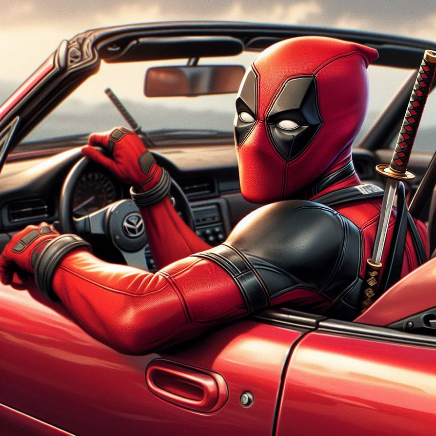 Deadpool Riding A Raptor deadpool riding a mazda by alteregobro on DeviantArt