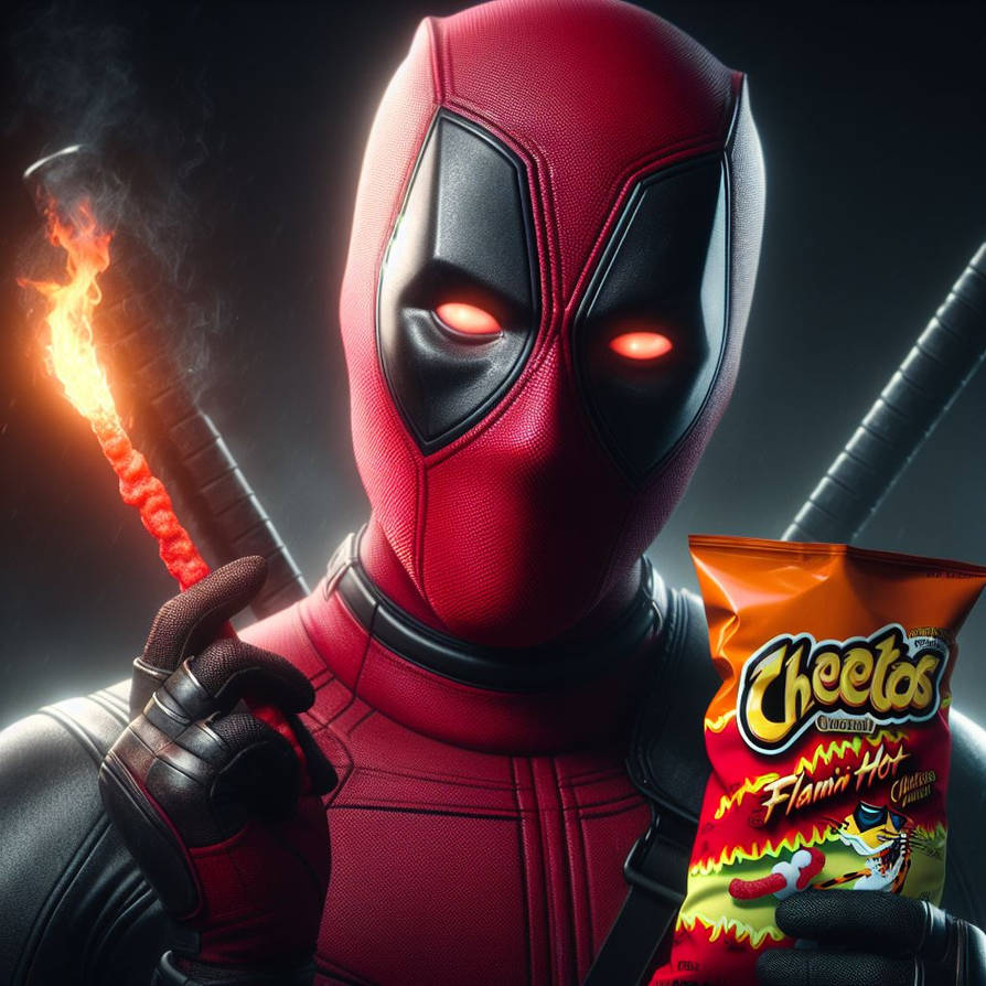 Deadpool Holding A Bag Of Flamin Hot Cheetos By Alteregobro On Deviantart Deadpool Holding A Bag Of Flamin Hot Cheetos By Alteregobro On Deviantart