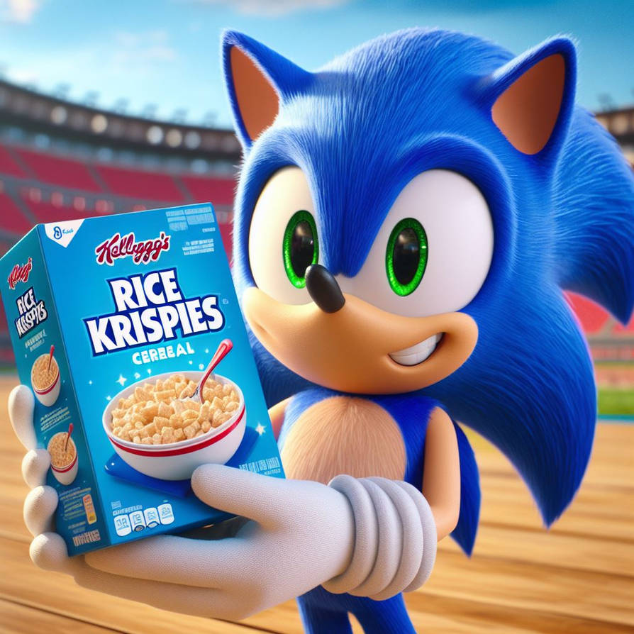 sonic holding a box of rice krispies by alteregobro on DeviantArt
