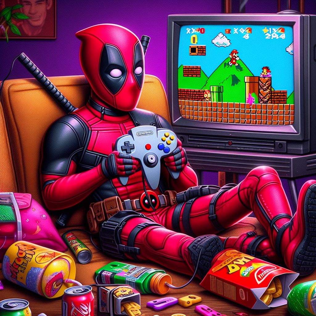 deadpool playing nintendo 64 by alteregobro on DeviantArt