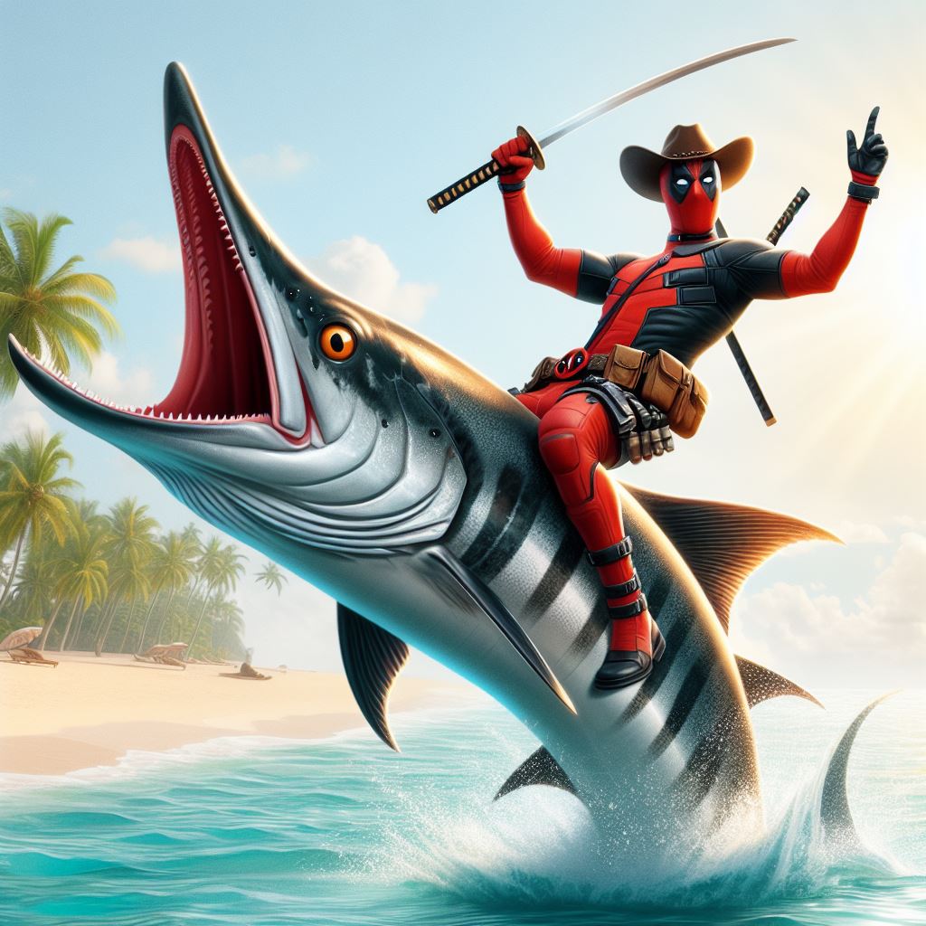 Deadpool Riding A Raptor deadpool riding a barracuda by alteregobro on DeviantArt