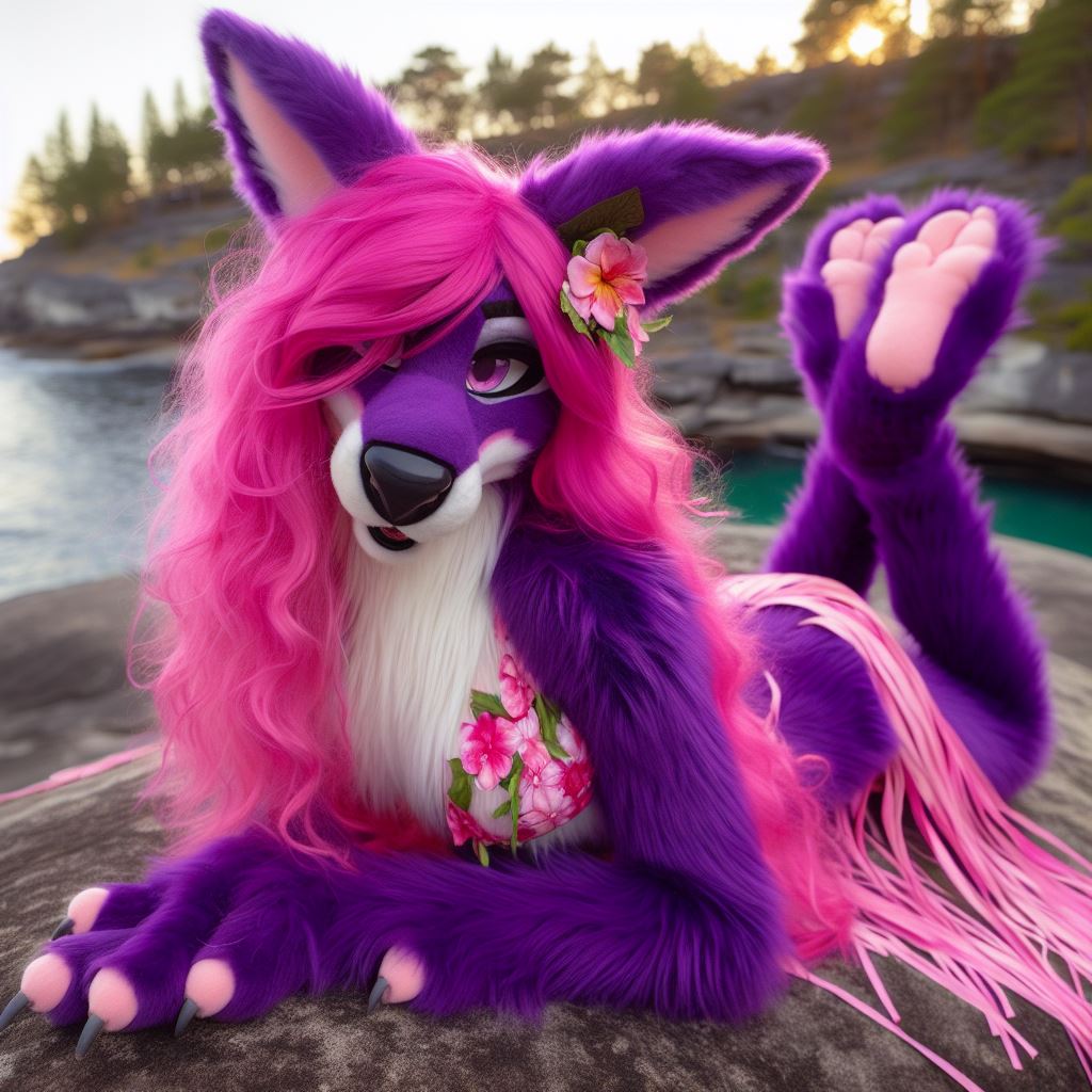 hula dancer purple kangaroo poses on a rock by alteregobro on DeviantArt