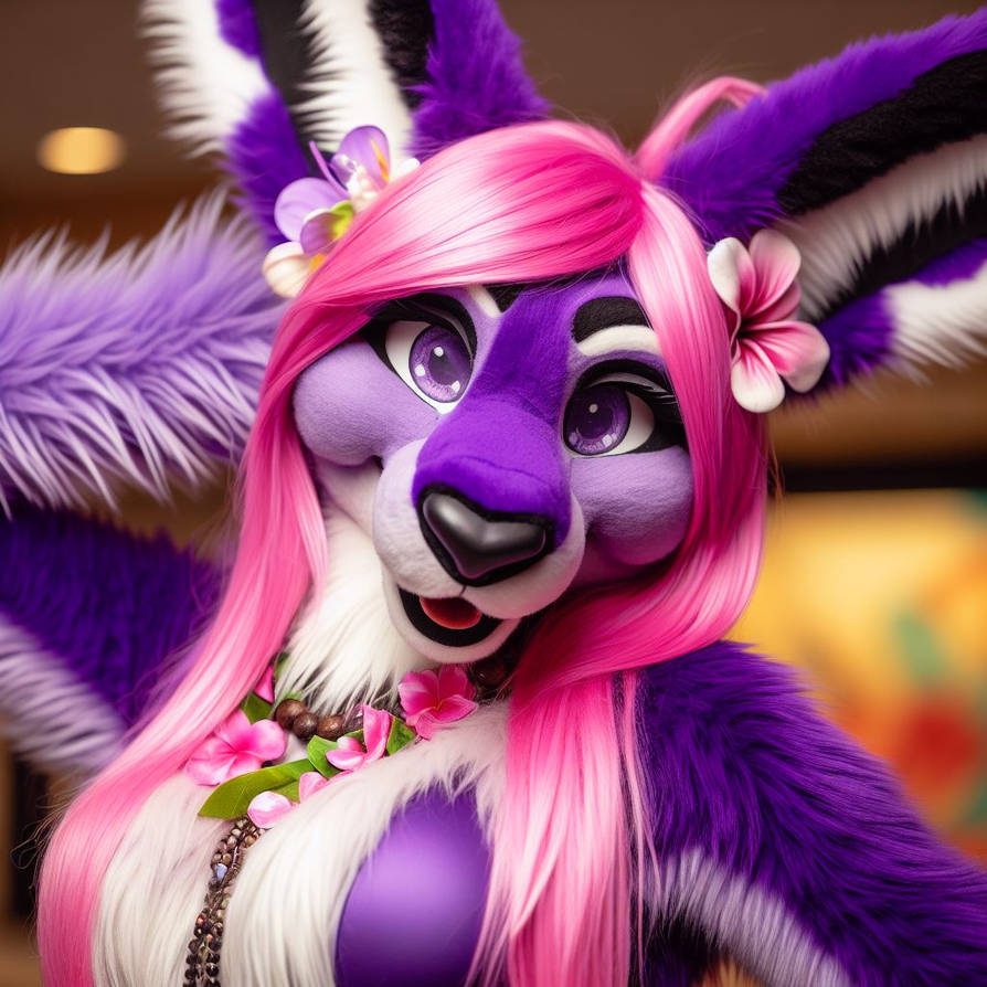 hula dancer purple kangaroo does a photo shoot by alteregobro on DeviantArt