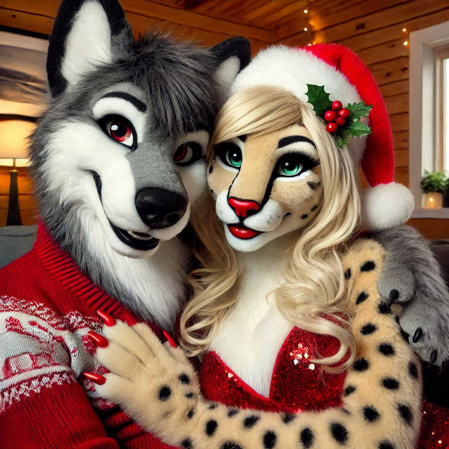 anthro peter and kate cuddle during christmas by alteregobro on DeviantArt
