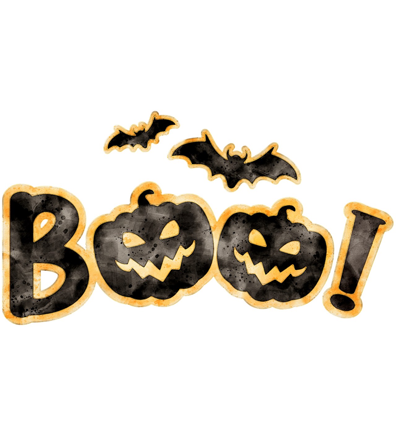 Watercolor Halloween Boo Message Scary Pumpkin Bat by xWaterCooLx on ...