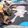 Dirty Feet of Street Chalk Artists