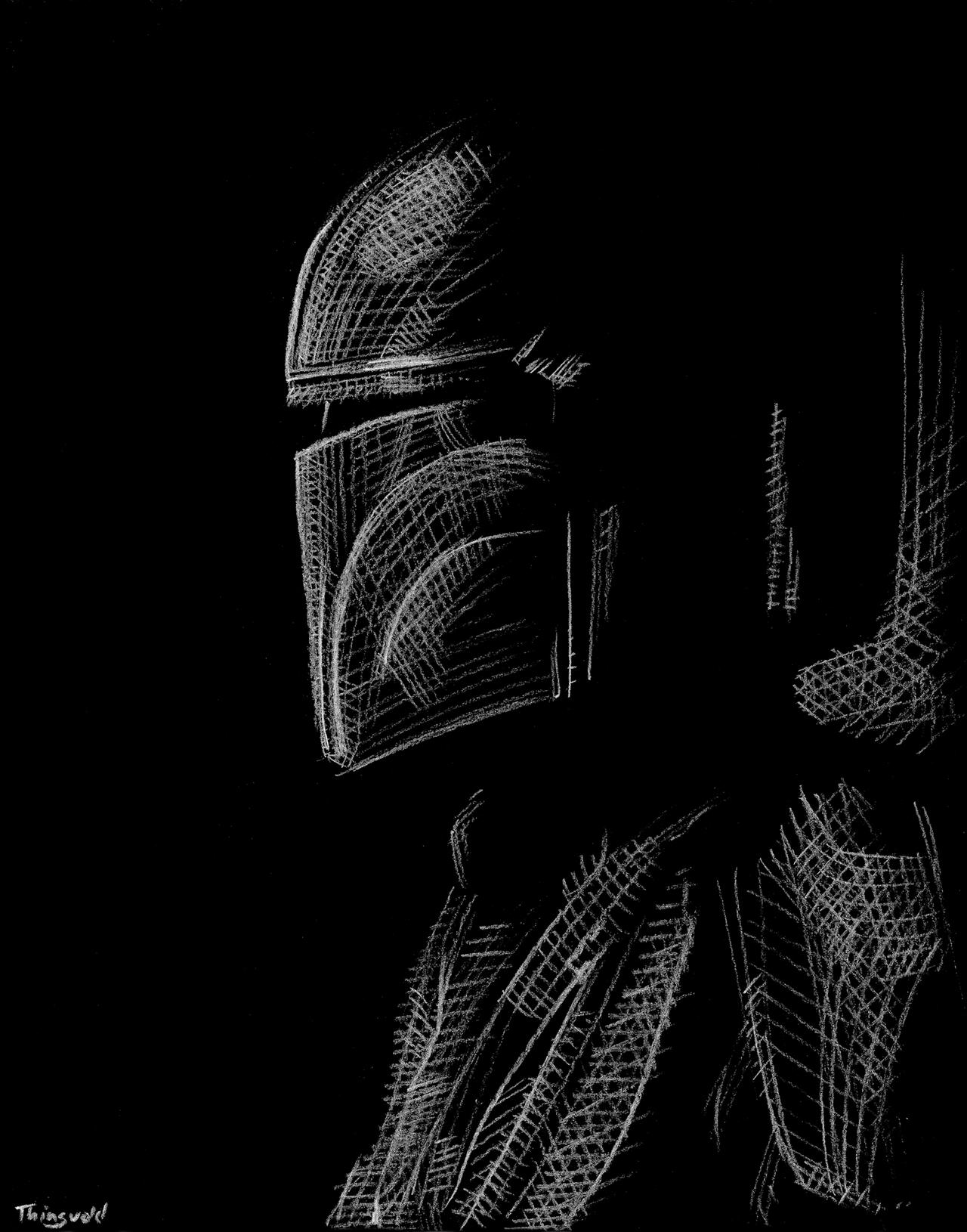 Din Djarin (The Mandalorian) white charcoal by Thingvold on DeviantArt