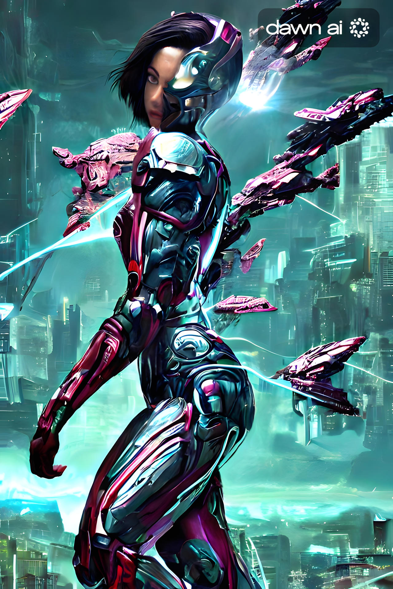 Female cyborg Artwork by Dawn AI by MarceloSilvaArt on DeviantArt
