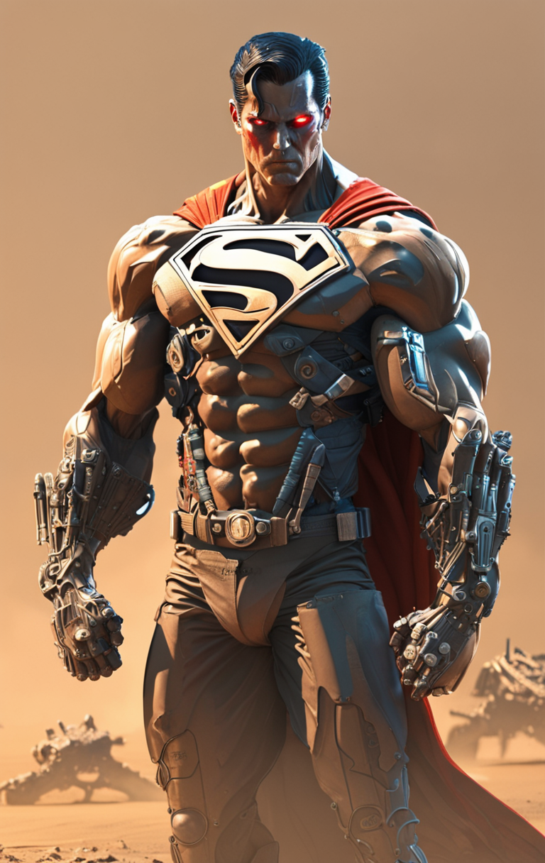 Henry Cavill Superman in a cyberpunk style armor and