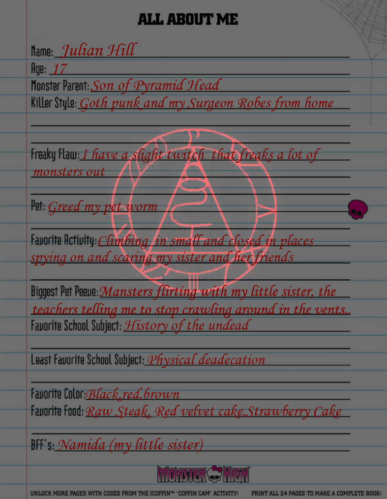 Monster High Bio Examples Julian Hill Monster High Bio by kurosuishou on DeviantArt