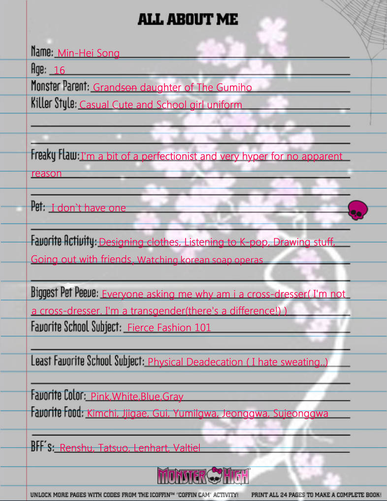 Min Hei Song Monster High Bio By Kurosuishou On Deviantart