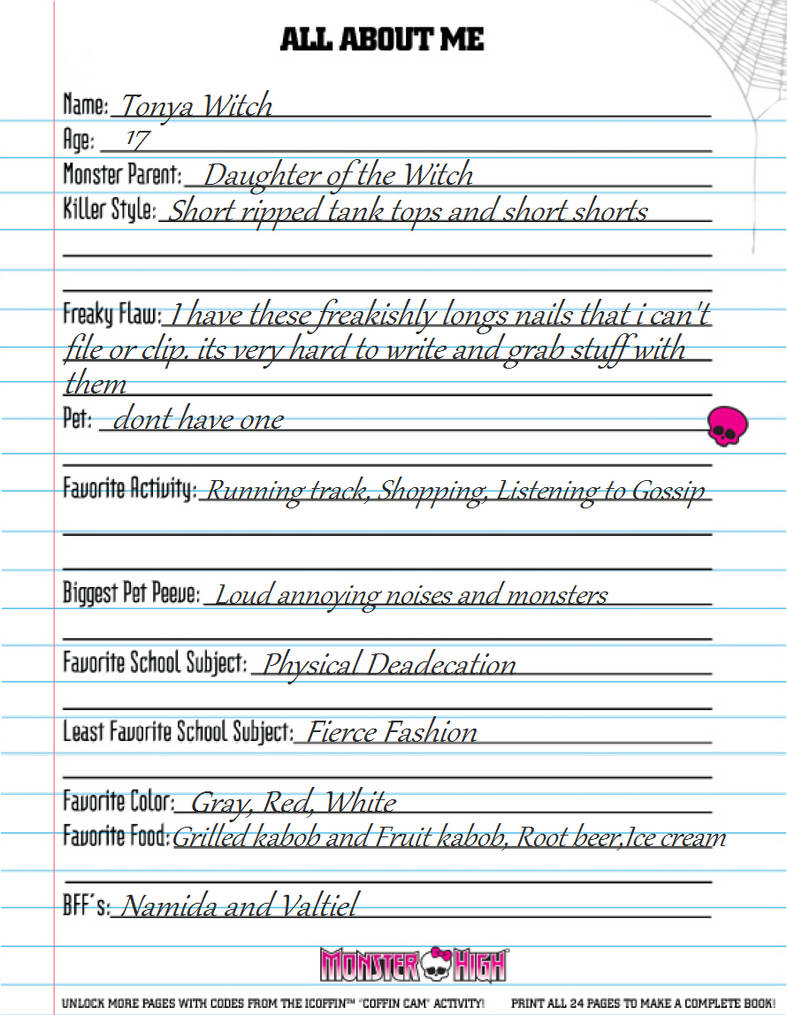 Monster High Bio Examples Tonya Witch Monster High Bio by kurosuishou on DeviantArt