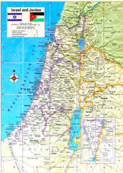 Detailed Map of Israel and Jordan (Topographic)