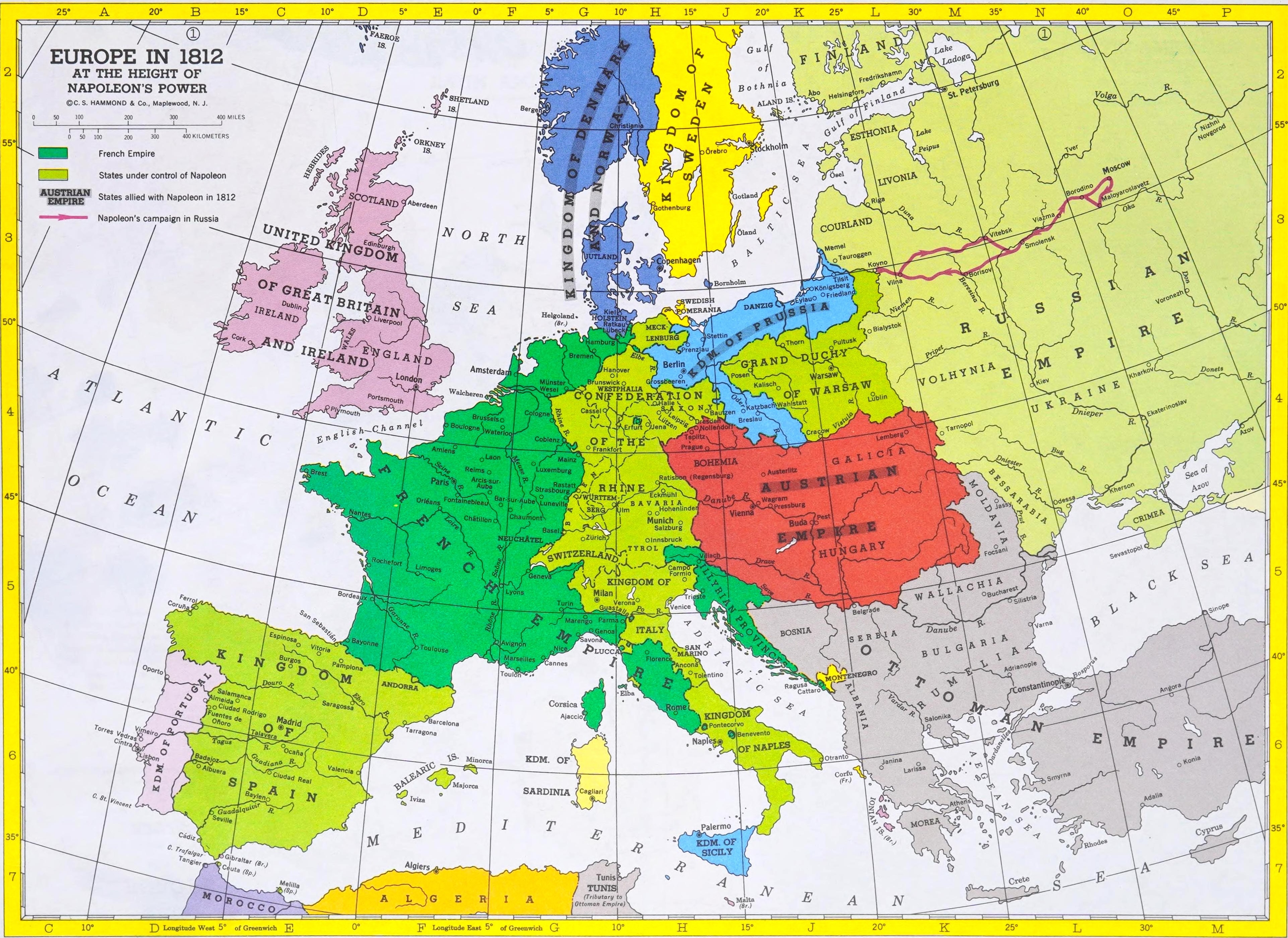 Detailed Map of Napoleonic Europe (1812) by WogofJog on DeviantArt