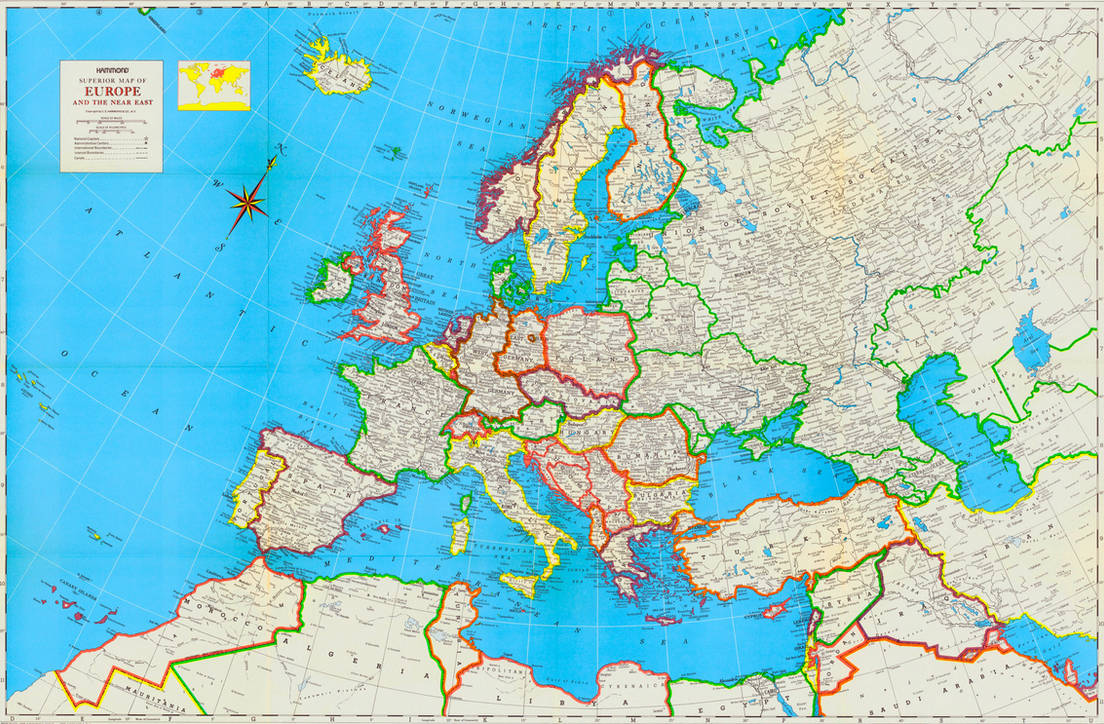 World Map 1978 Detailed Map of Europe and the Near East (1975-78) by WogofJog on ...