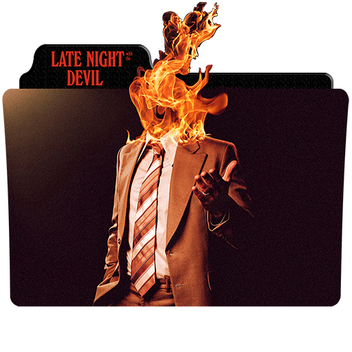 Digital folder icon featuring artwork for Late Night with the Devil (2023) showing stylized dark and occult imagery