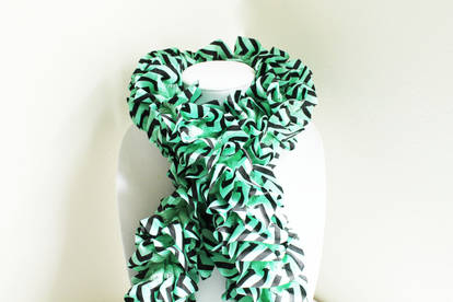 Black and Mint Ruffle Scarf