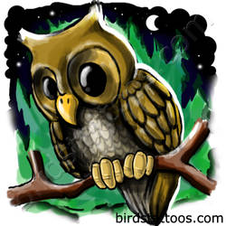 Brown owl tattoo design