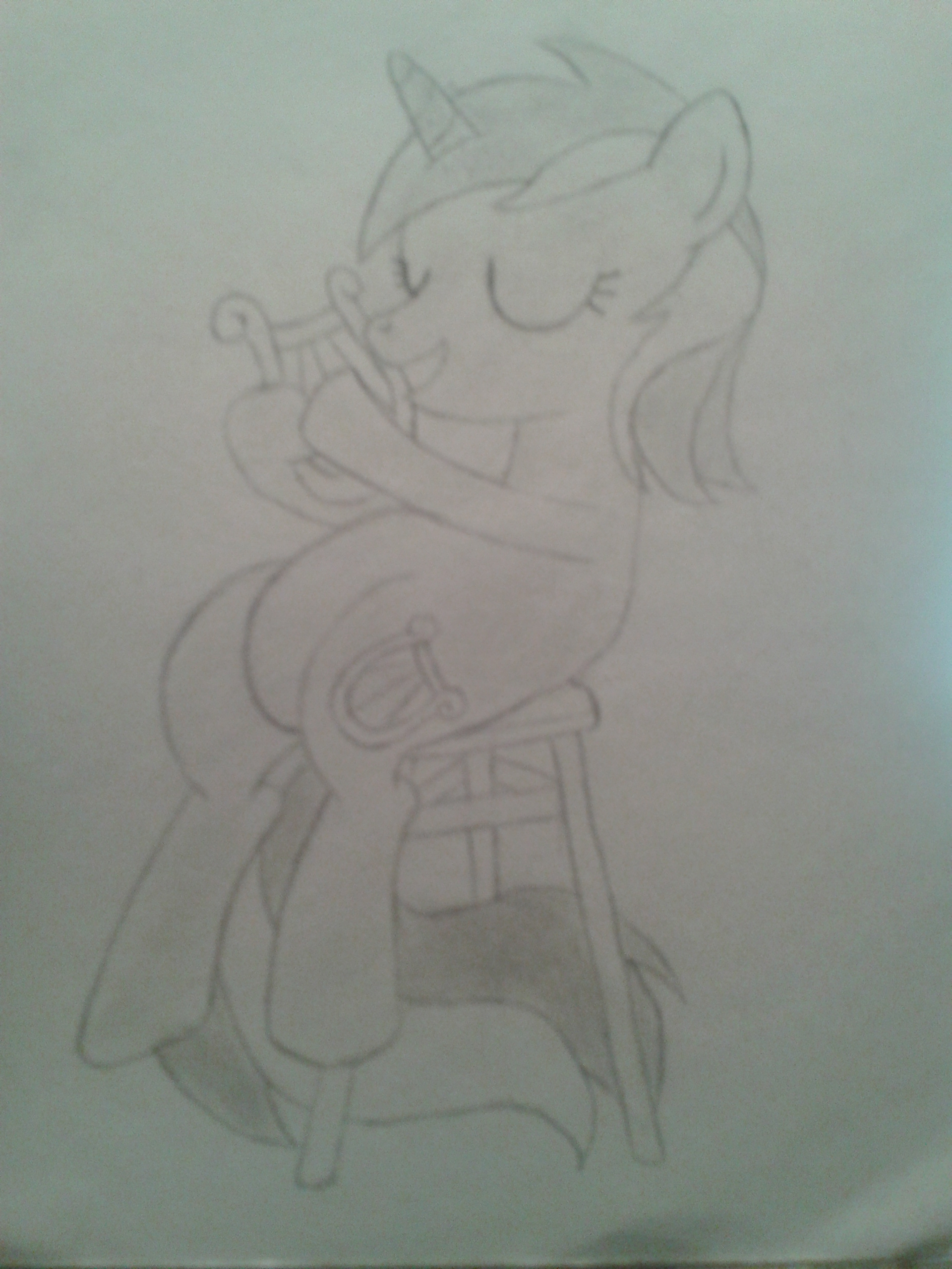 Pencil Drawing of Lyra Playing a Lyre